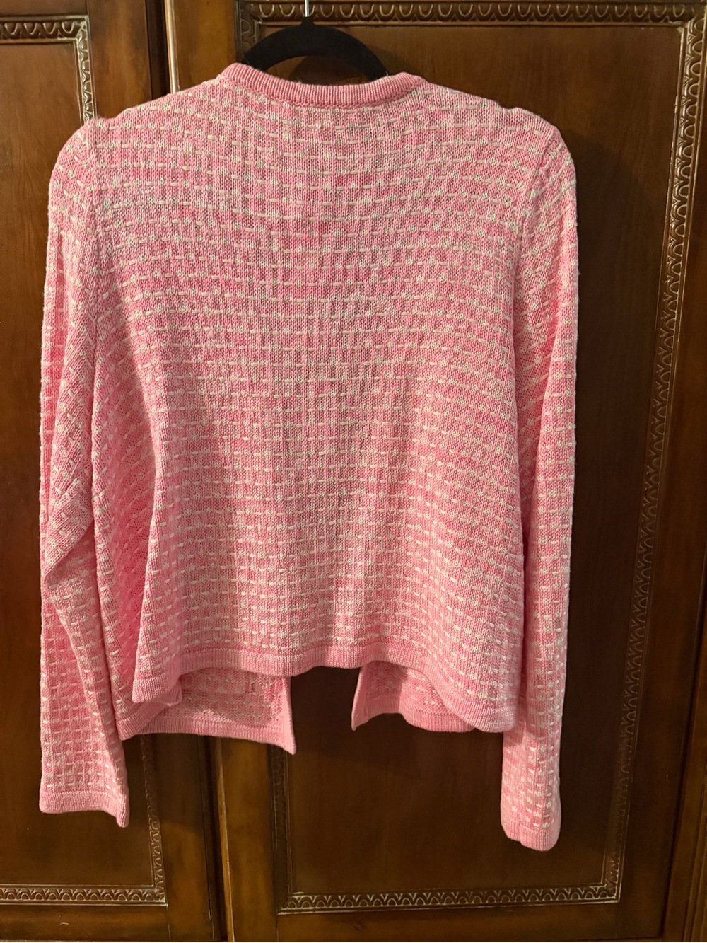 Lilly Pulitzer Pink Tweed Open Front Pocket Cardigan - Picture 2 of 3